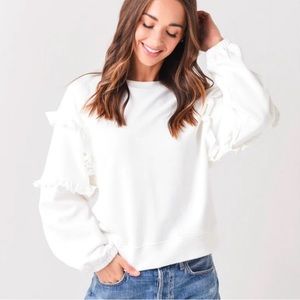White Rebecca Minkoff NWT ruffle sleeve sweater